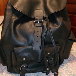 Black leather backpack